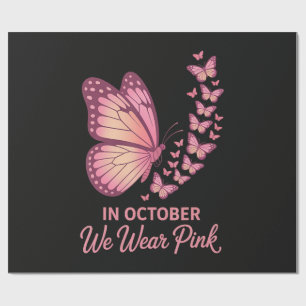 In oktober Roze Borst Vlinder Cadeaupapier