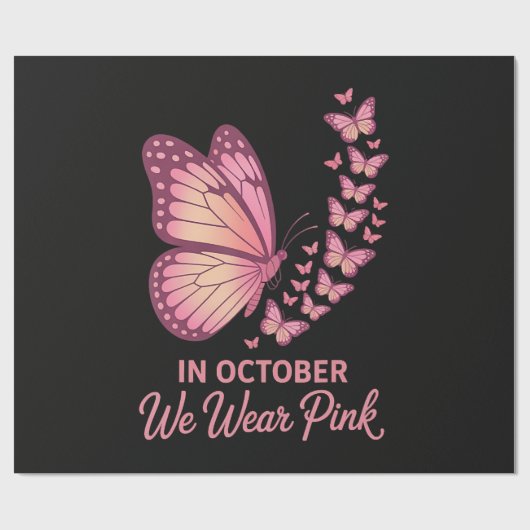 In oktober Roze Borst Vlinder Cadeaupapier (Vlak)
