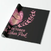 In oktober Roze Borst Vlinder Cadeaupapier (Uitgerold)