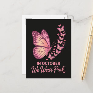In oktober Roze Borst Vlinder Feestdagenkaart