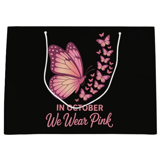 In oktober Roze Borst Vlinder Groot Cadeauzakje (Voorkant)