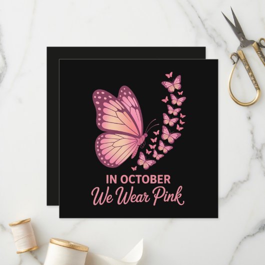 in oktober roze borst vlinder programmakaart (Voorkant / Achterkant in situ)