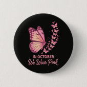 In oktober Roze Borst Vlinder Ronde Button 5,7 Cm (Voorkant)