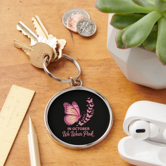 In oktober Roze Borst Vlinder Sleutelhanger (Bureau)