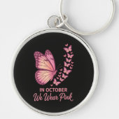 In oktober Roze Borst Vlinder Sleutelhanger (Voorkant)
