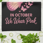 in oktober roze borst vlinder theedoek (Gevouwen)
