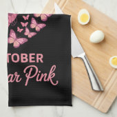 in oktober roze borst vlinder theedoek (Quarter Fold)