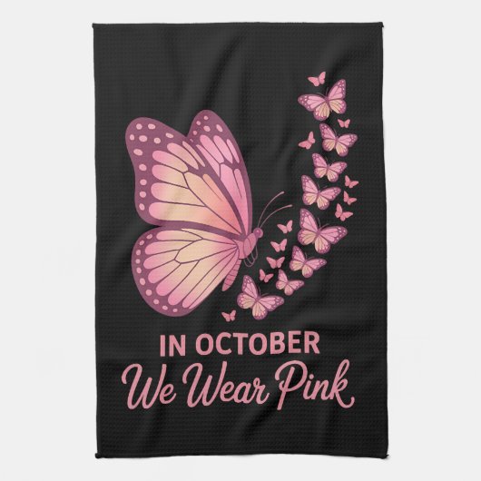 in oktober roze borst vlinder theedoek (Verticaal)