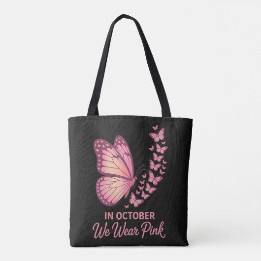 In oktober Roze Borst Vlinder Tote Bag (Achterkant)