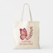 In oktober Roze Borst Vlinder Tote Bag (Achterkant)