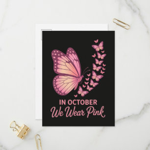 In oktober Roze Borst Vlinder Uitnodiging Briefkaart
