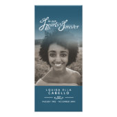 In ons hart begrafenisprogramma wit en stalen blau reclamekaart (Achterkant)