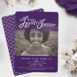 In ons hart foto begrafenis paarse uitnodigingen