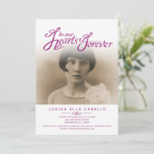 In ons hart foto's begrafenis wit handschoen paars kaart (Staand voorkant)