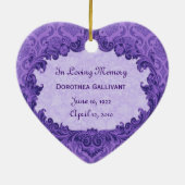 In ons hart gedenken we het Paarse Damask Keramisch Ornament (Achterkant)