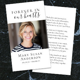 In ons hart minimalistische begrafenisgebed Kaart