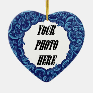 In ons hart vieren de foto van FOTO Memorial Blue Keramisch Ornament