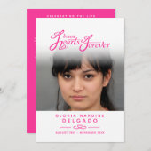 In ons hartenbegrafenisprogramma wit en roze programmakaart (Voorkant / Achterkant)