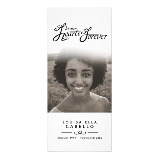 In ons hartenbegrafenisprogramma zwart mono reclamekaart (Achterkant)