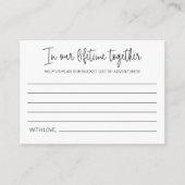 In ons leven samen met Bucket List Weddenschap Advieskaart (Voorkant)