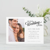 In ons trouwtijdperk fotoscript save the date (Staand voorkant)