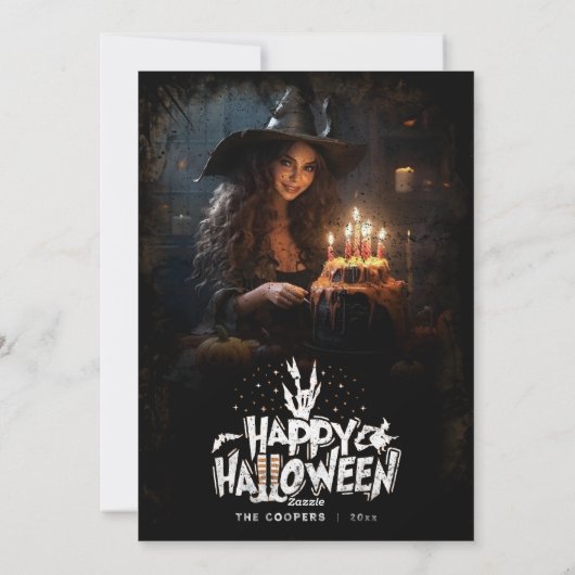 In onze enge tijd familie Halloween kerstkaart (Achterkant)