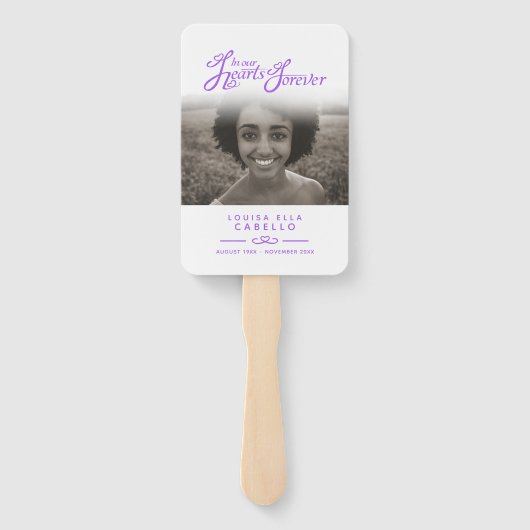 In onze harten begrafenis paarse witte bruiloft pr handwaaier (Achterkant)