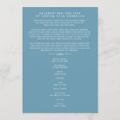 In onze harten begrafenisprogramma wit en blauw programmakaart (Achterkant)