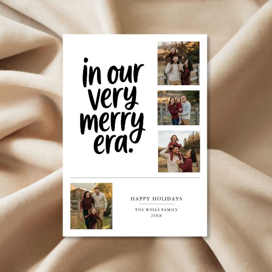 In onze zeer vrolijke tijdperk familie 4 foto kers feestdagenkaart