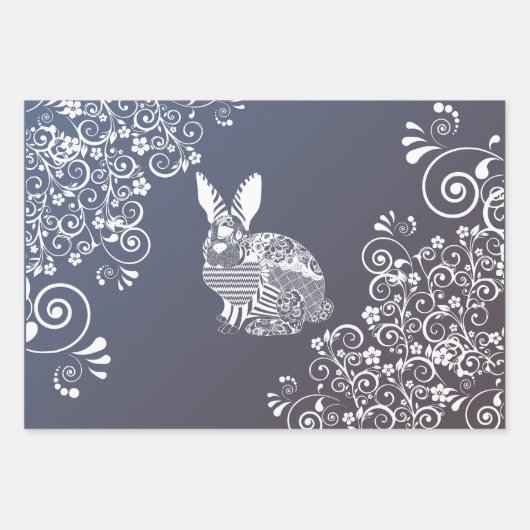  in Paarse Bloemen Pasen Groeten Inpakpapier Vel (Voorkant 3)