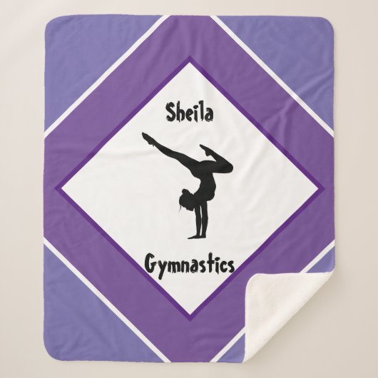  in Paarse gymnastiek Gepersonaliseerd Sherpa Deken (Voorkant)