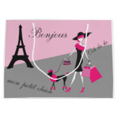 In Paris Woman and Dog Pink and Black Large Cadeautasje (Voorkant)