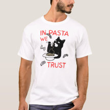 In Pasta We Trust – Grappig T-Shirt voor Kattenlie