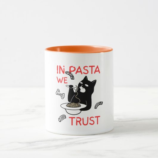 In Pasta We Trust – Grappige Kat Liefhebber Mok (Midden)