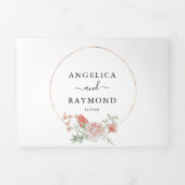  in Peach Botanical Elegant Wedding Drieluik Uitnodiging (Cover)