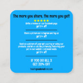 In-persoon korting Kaarten Vierkante Visitekaartje (Achterkant)