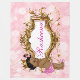  in Pink African Princess Pink & Gold Fleece Deken