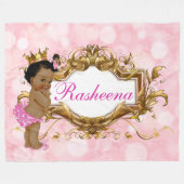  in Pink African Princess Pink & Gold Fleece Deken (Voorkant (Horizontaal))