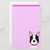  in Pink Boston Terrier Briefpapier (Voorkant / Achterkant)