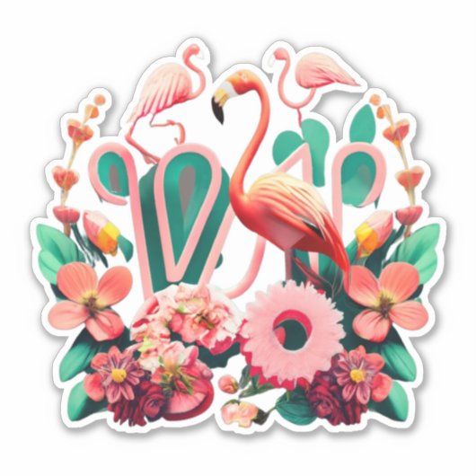  in Pink Flamingo Stickers voor alle leeftijden (Voorkant)