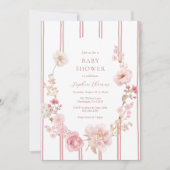  in Pink Floral Baby shower Invitation Kaart (Voorkant)