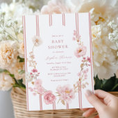  in Pink Floral Baby shower Invitation Kaart
