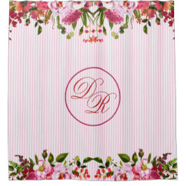  IN PINK FLORAL MONOGRAM EN STRIPEN OOK DOUCHEGORDIJN