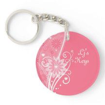  in Pink Floral Sleutelhanger