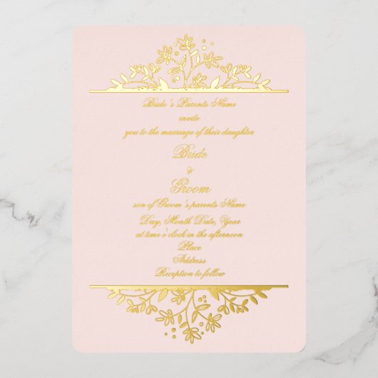 in Pink Fold Folie Wedding Invitations Folie Uitnodiging (Voorkant)