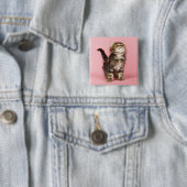 in Pink Kitten Vierkante Button 5,1 Cm (In situ)