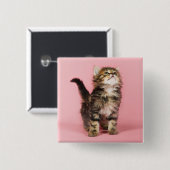 in Pink Kitten Vierkante Button 5,1 Cm (Voorkant /achterkant)
