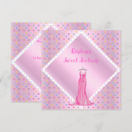 IN PINK SWEET SIXTEEN INVITATIE SPOT white Kaart