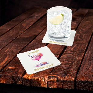 in Pink Theme Cocktail Birthday Kartonnen Onderzetters