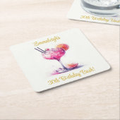 in Pink Theme Cocktail Birthday Kartonnen Onderzetters (Schuin)